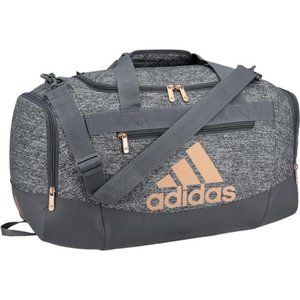 New Adidas Unisex Defender 4 Small Duffel Bag (Onix Grey/Rose Gold)‎